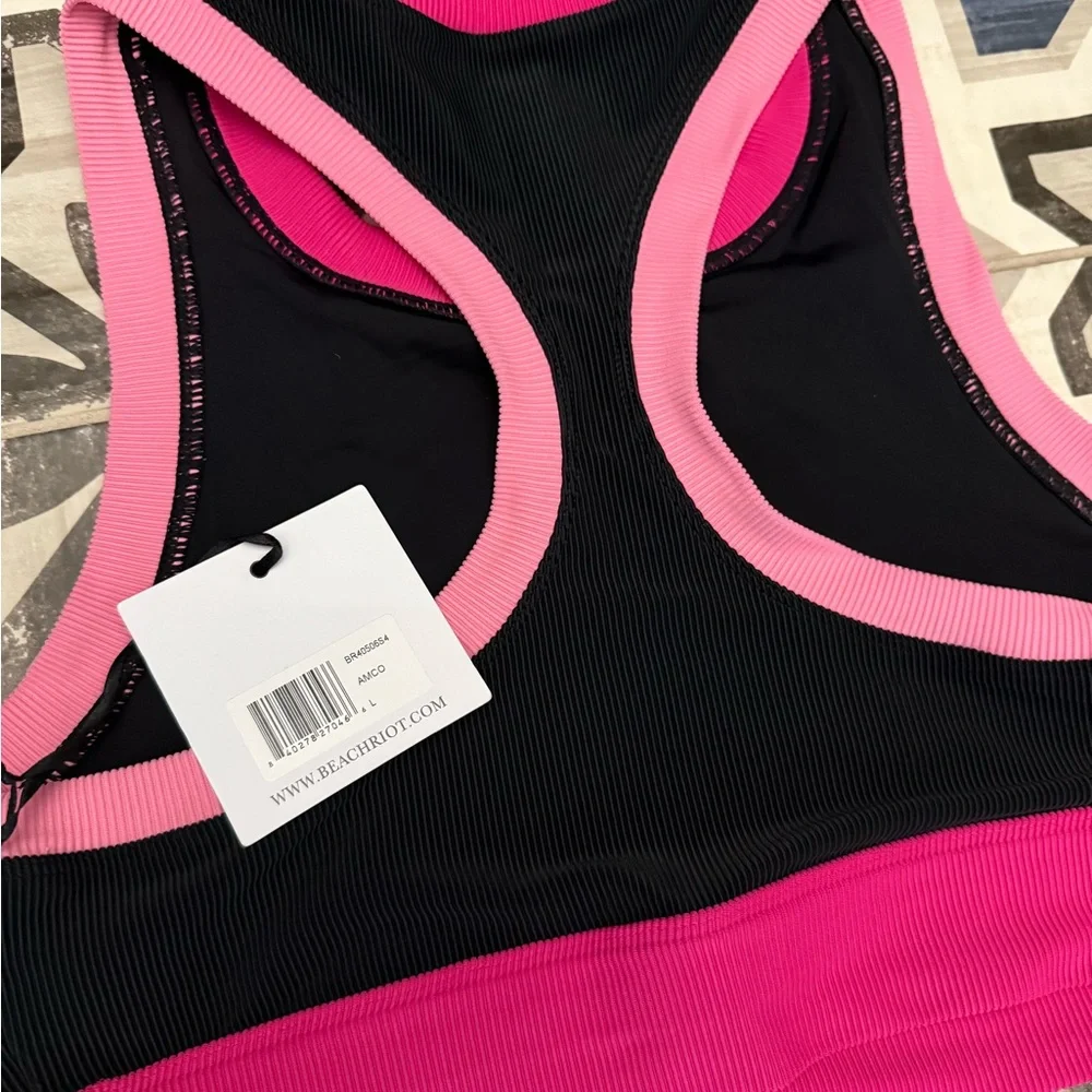 Beach Riot Gwen Tank Top in Pink and Black size Large - Picture 3 of 3